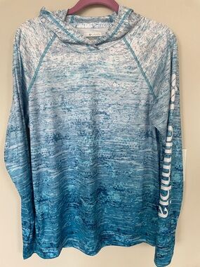 Columbia Men Super Terminal Tackle Long Sleeve Hoodie Ocean Blue Size Small